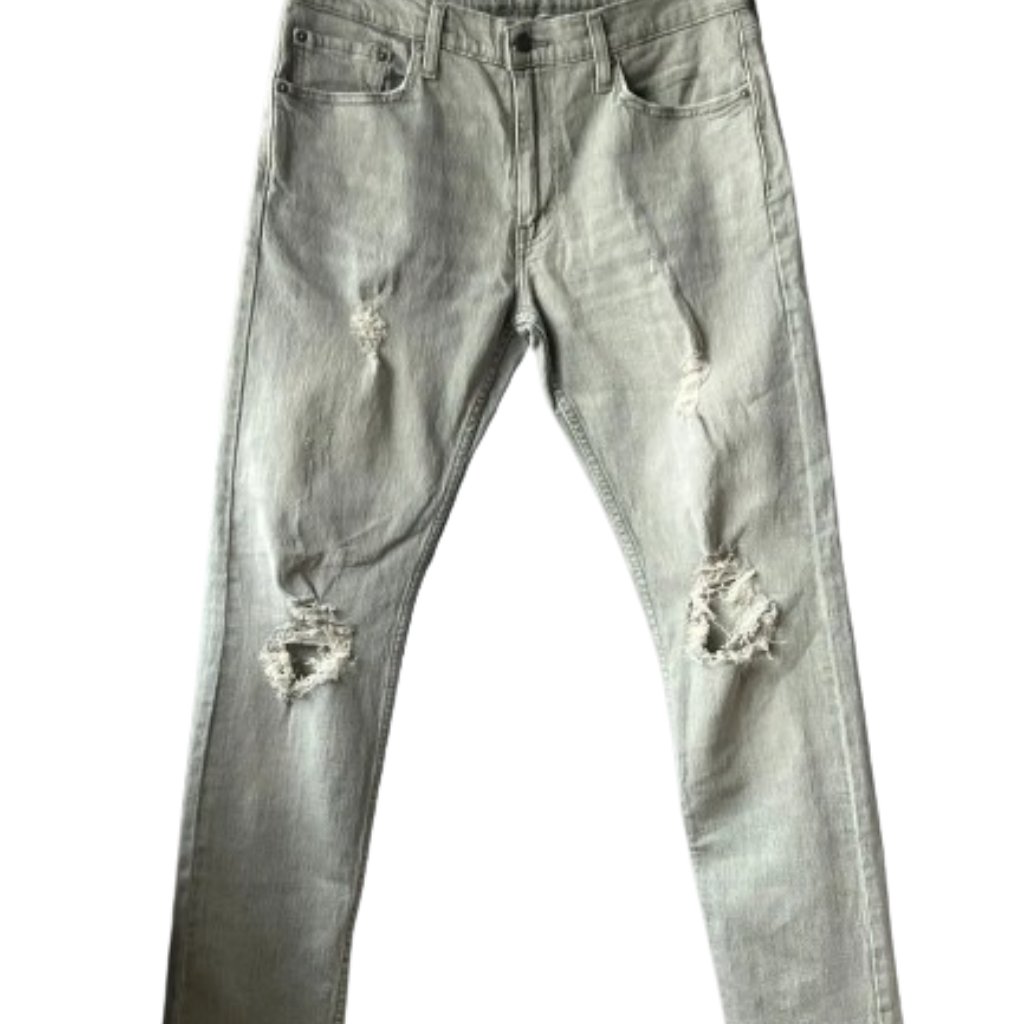 Levi Strauss & Co Gray Ripped Jeans - Men's Size W32 L30 - Pre-Owned